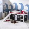 Homestyle4u lit mezzanine enfant 90x200 blanc avec toboggan