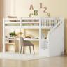 I0I&I0I lit mezzanine bois massif avec bureau et penderie 90x200