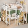 Dolamaní Lit mezzanine 140 x 200 cm métal avec escalier de rangement