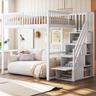 Merax Lit Mezzanine 140 x 200 cm avec escalier de rangement