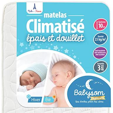 Babysom Matelas Bébé Climatisé 60x120 réversible été/hiver