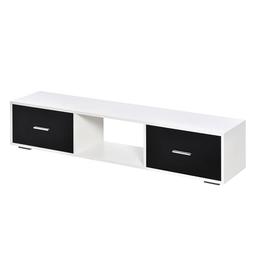 HOMCOM meuble TV 140 cm (2 tiroirs, jusqu'à 60", blanc et noir)