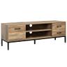 HOMCOM meuble TV 132 cm (placard, 2 niches, 2 passe-câbles, chêne/noir)