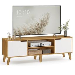 VASAGLE LTV556Y01 meuble TV 147 cm chêne et crème