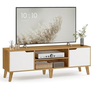 VASAGLE LTV556Y01 meuble TV 147 cm chêne et crème