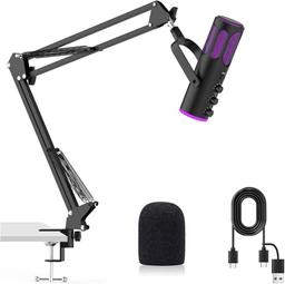 Ortizan C1, micro USB à condensateur hypercardioïde RGB avec bras