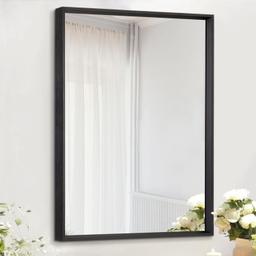 AAZZKANG Miroir Mural Rectangulaire Cadre Aluminium Noir 40 x 30 cm