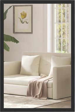 HOMCOM Miroir Mural Rectangulaire 60 x 40 cm Cadre Bois Noir