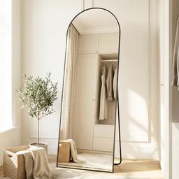 SONGMICS miroir intégral arqué sur pied 160 x 50 cm, noir mat