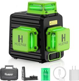 Huepar niveau laser vert 3 x 360° autonivelant à batterie USB-C