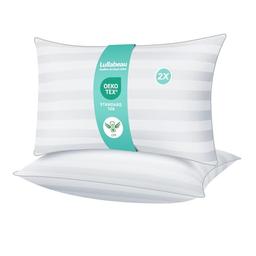 Lullabeau Lot de 2 Oreillers 50x70 cm Enveloppe Satin Rayé