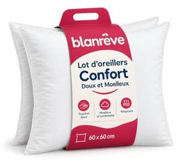 Blanrêve Lot de 2 Oreillers Confort Doux et Moelleux 60x60 cm