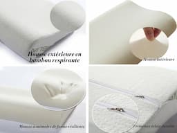 Ecosafeter Oreiller cervical ergonomique (mémoire de forme, bambou)