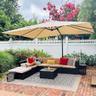 PURPLE LEAF Parasol déporté 3x4 m beige (8 baleines, UPF 50+)