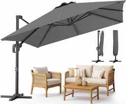 Vounot Parasol Déporté Carré 3x3 m Gris Foncé
