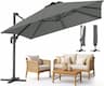 Vounot Parasol Déporté Carré 3x3 m Gris Foncé