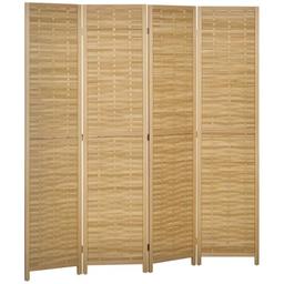 HOMCOM Paravent Bambou 4 Panneaux 160 x 170 cm