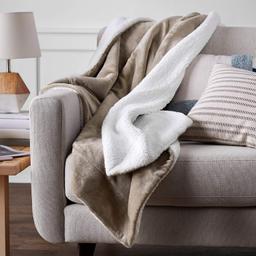 Amazon Basics Plaid Microvison & Sherpa 220x240 cm Taupe