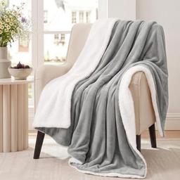 Aisbo Plaid Canapé Sherpa 150x200 cm Gris Mouton