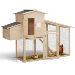 IDMarket Poulailler Comfort (bois, clapier surélevé, 165 × 55 × 110 cm)