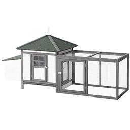 PawHut Poulailler Cottage multi-équipement (bois, 196 × 76 × 97 cm)