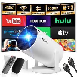 Gaimoo GM200 vidéoprojecteur WiFi 6 (apps intégrées, auto keystone)