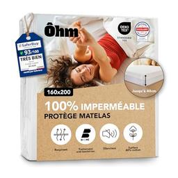 Ôhm — alèse imperméable 160x200 coton, membrane TPU silencieuse