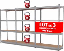 EURO VANADIUM Triple étagères charge lourde 960 kg