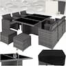 tectake Salon résine tressée 10 personnes aluminium + 2 housses