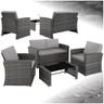 tectake Salon de jardin résine tressée 4 places (canapé, 2 fauteuils, table verre)