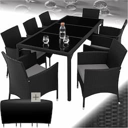 tectake Salon extérieur résine tressée 8 fauteuils + housse