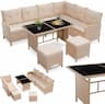 Juskys Manacor résine tressée angle + 2 poufs crème