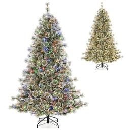 GYMAX Sapin de Noël Lumineux 180 cm, 350 LED et télécommande