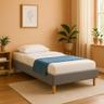Adrien Sommier tapissier 90x190 gris 13 lattes + pieds 20 cm