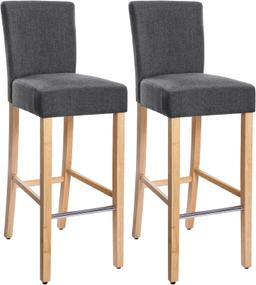 SONGMICS Lot de 2 tabourets de bar lin et bois massif