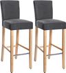 SONGMICS Lot de 2 tabourets de bar lin et bois massif