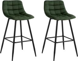 WOLTU Lot de 2 tabourets de bar velours à dossier