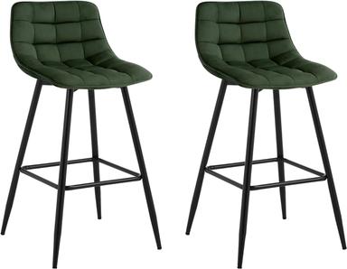WOLTU Lot de 2 tabourets de bar velours à dossier