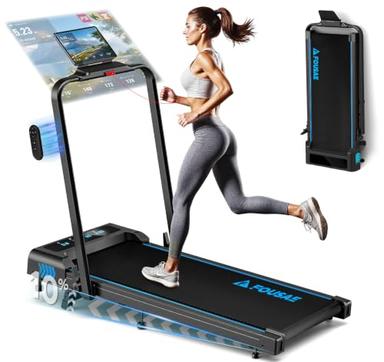 FOUSAE Tapis de course pliable 5-en-1 (12 km/h, inclinaison 10 %, moteur 2,75 CV, app)