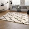 Paco Home Tapis Shaggy Scandinave Poil Long Motif Diamant
