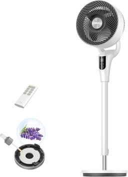 DREO Ventilateur sur pied silencieux (moteur DC, 20 dB, oscillation 90°, 8 vitesses, minuterie 8 h)
