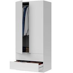 LOUNGITUDE Armoire penderie 2 portes + 2 tiroirs