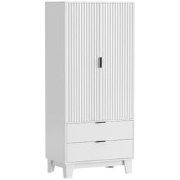 HOMCOM Armoire penderie 2 portes 2 tiroirs 80x50x180 cm
