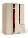 Habitdesign armoire penderie 3 portes et 3 tiroirs, finition chêne