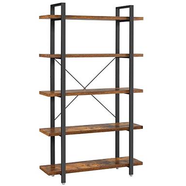 VASAGLE bibliothèque 5 niveaux industriel, cadre acier 105 cm