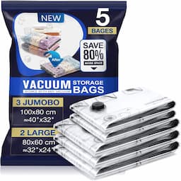 Accenter Sacs sous vide — 5 pièces (3XL 100x80 cm + 2L 80x60 cm)