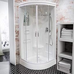 Schulte cabine intégrale arrondie 92x92, miroir et siège
