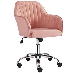 Yaheetech chaise de bureau en velours dossier bombé, coloris rose