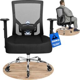 MELOKEA Fauteuil de Bureau Ergonomique XL 200 kg, assise large 56 cm