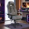SONGMICS chaise gaming en suédine avec repose-pieds, gris ardoise